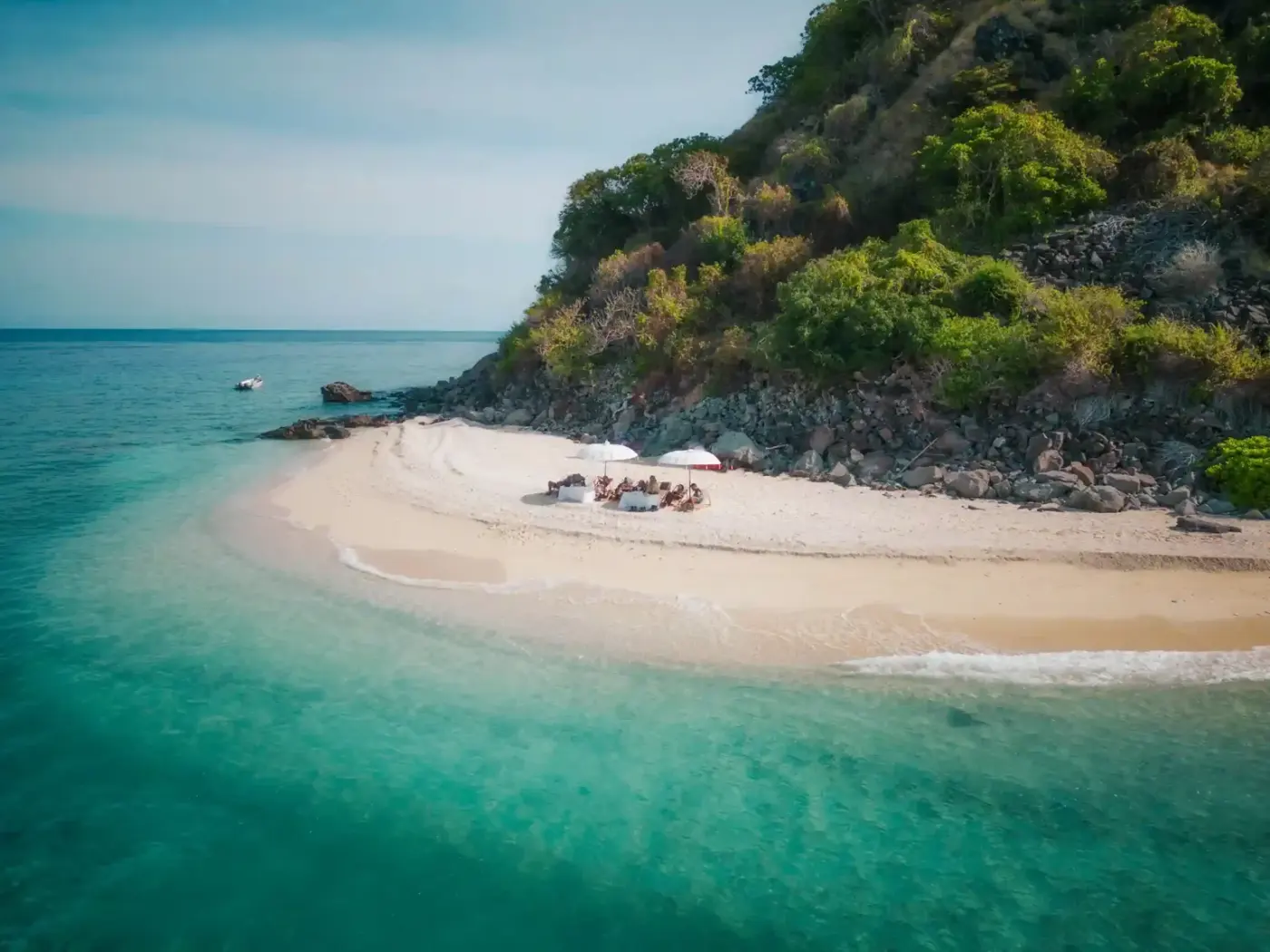 Sandbar ringed by turquoise water