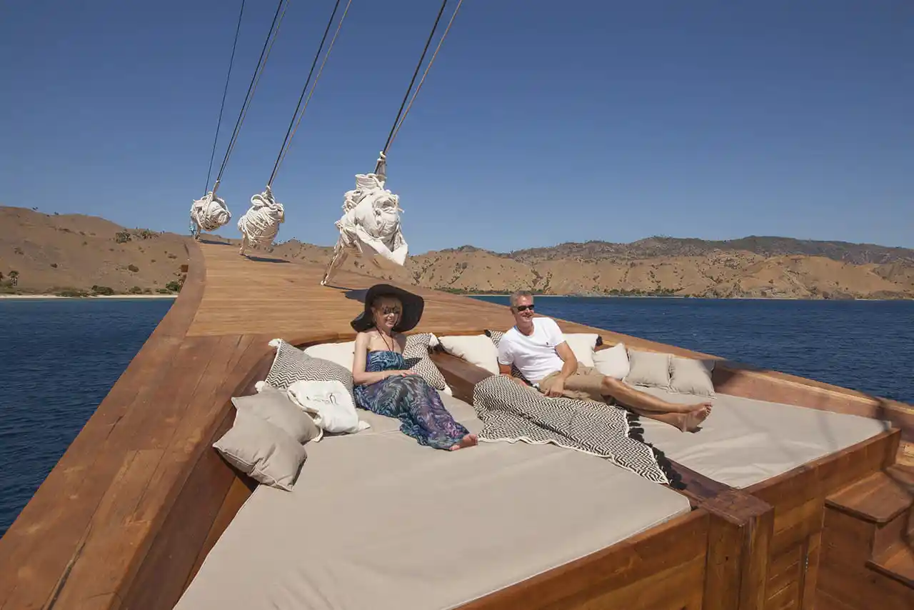 Sun beds on the bow of a phinisi