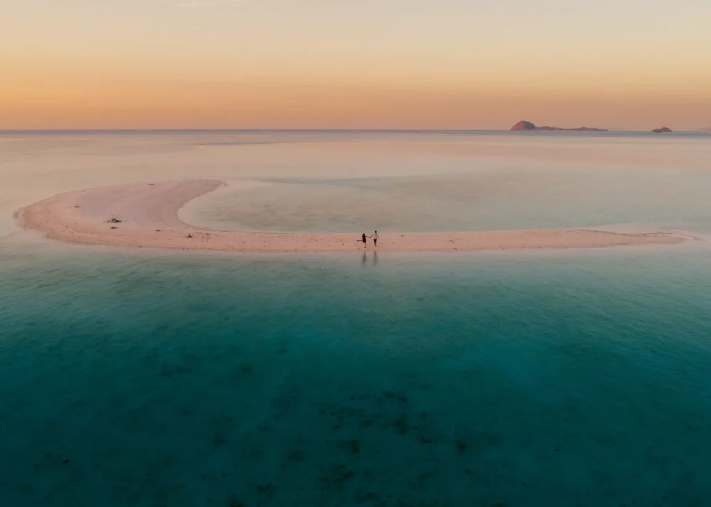 Taka Makassar sandbar at sunset in Komodo National Park